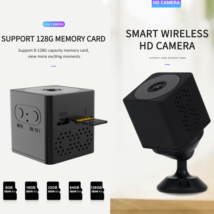 Q16 Mini WiFi Wireless Network Action Camera Wide-angle Recorder with Night Vision and Motion Detection Q16 Mini WiFi Wireless Network Action Camera Wide-angle Recorder with Night Vision and Motion Detection